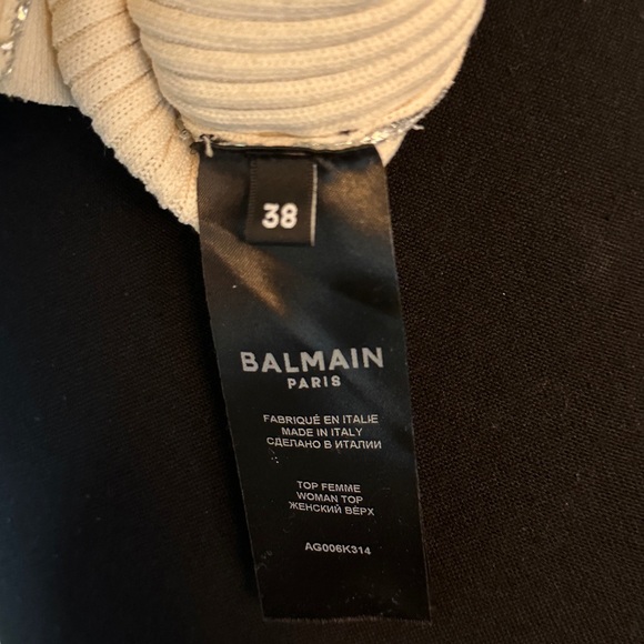 BALMAIN METALLIC RIBBED WOOL-BLEND TANK SIZE 38 - Picture 3 of 5